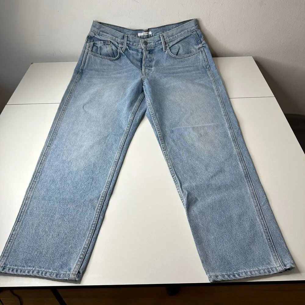 GRLFRND Dree Light Wash In My Time Crop Jean Hidden Button Fly Straight Leg 31